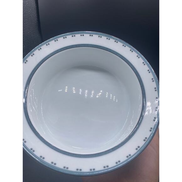 Set 2 DANSK GRIDWORKS Blue 6 3/4"" Rim Cereal Soup Bowls PORTUGAL Round FLAW - Picture 4 of 8